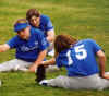 Stretching, Bailey, Beth, Megan.jpg (91211 bytes)